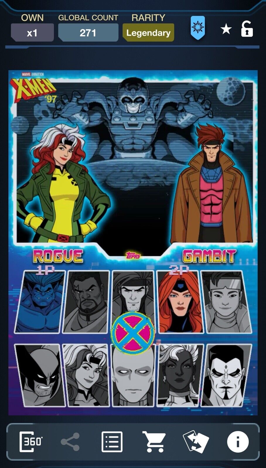 TOPPS MARVEL COLLECT X-MEN 97 COLLECTION - Motendo- ROGUE & GAMBIT - LEGENDARY