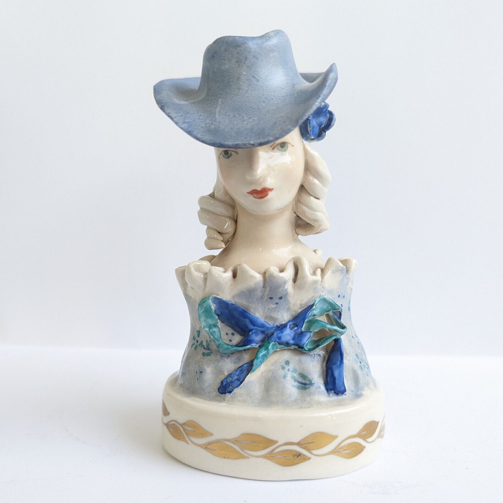 Vintage Cordey 5009 Victirian Woman Bust Porcelain Figurine Hat 6.5\