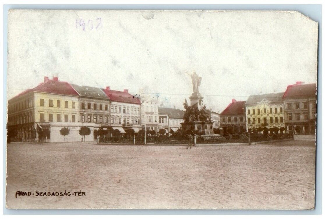 1908 Freedom Square Monument View Arad Romania RPPC Photo Posted Postcard