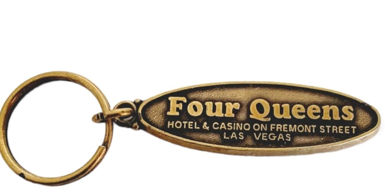 Vintage Four Queens Hotel Casino Keychain Fremont St Las Vegas Souvenir Keyring