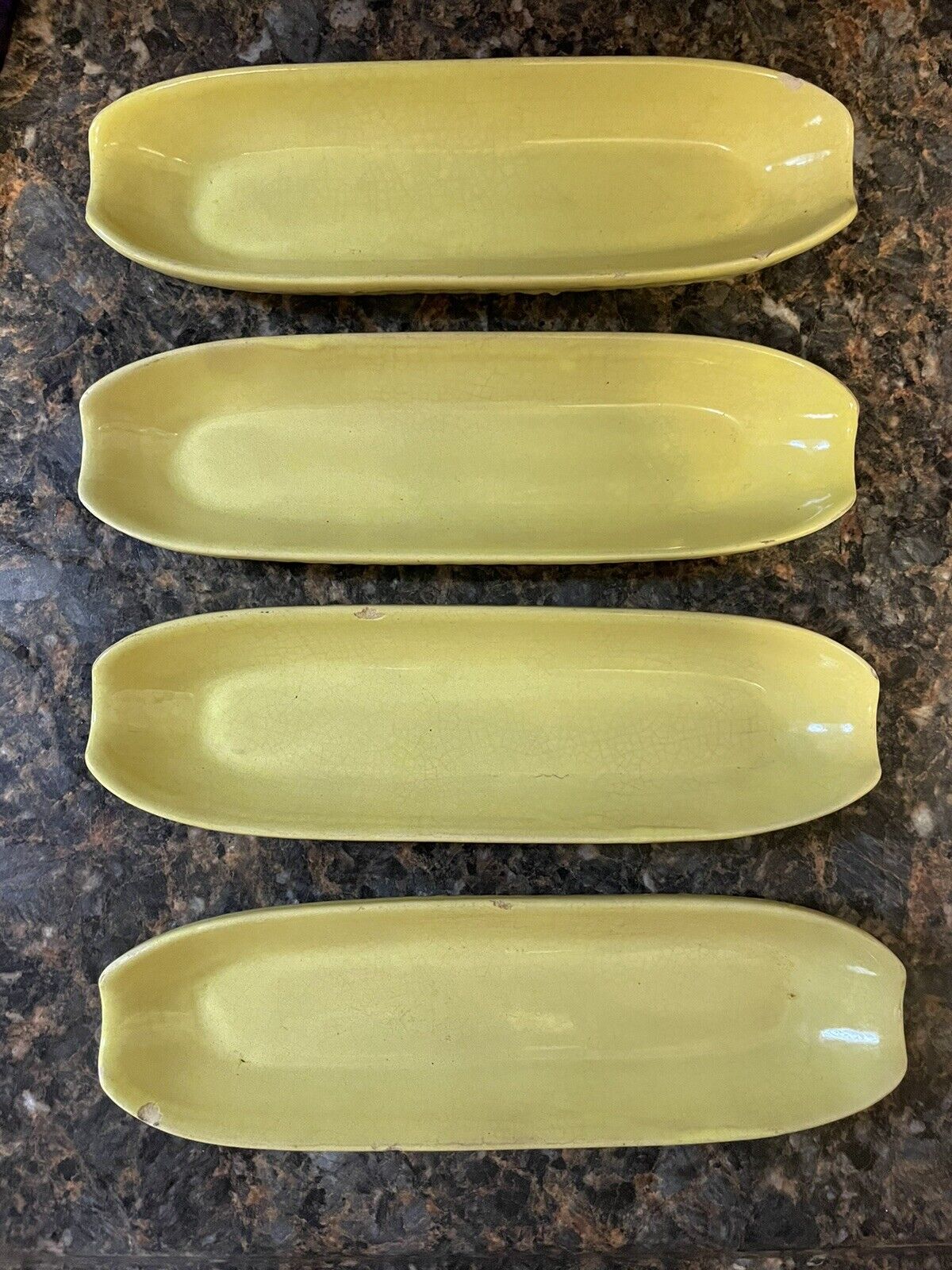 Corn On the Cob Heavy Glass Cub Dishes Set of 4 