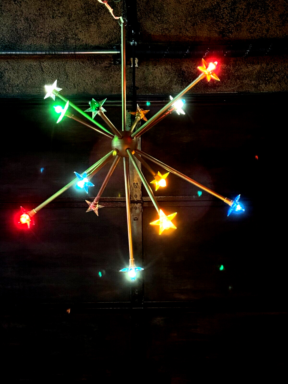 RARE Vintage Mid Century Christmas Atomic Celestial Hanging LIGHT FIXTURE