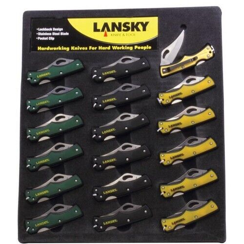 Lansky Sharpeners LKN045 Small Lockback Yellow Folding Knife Display 18 Piece