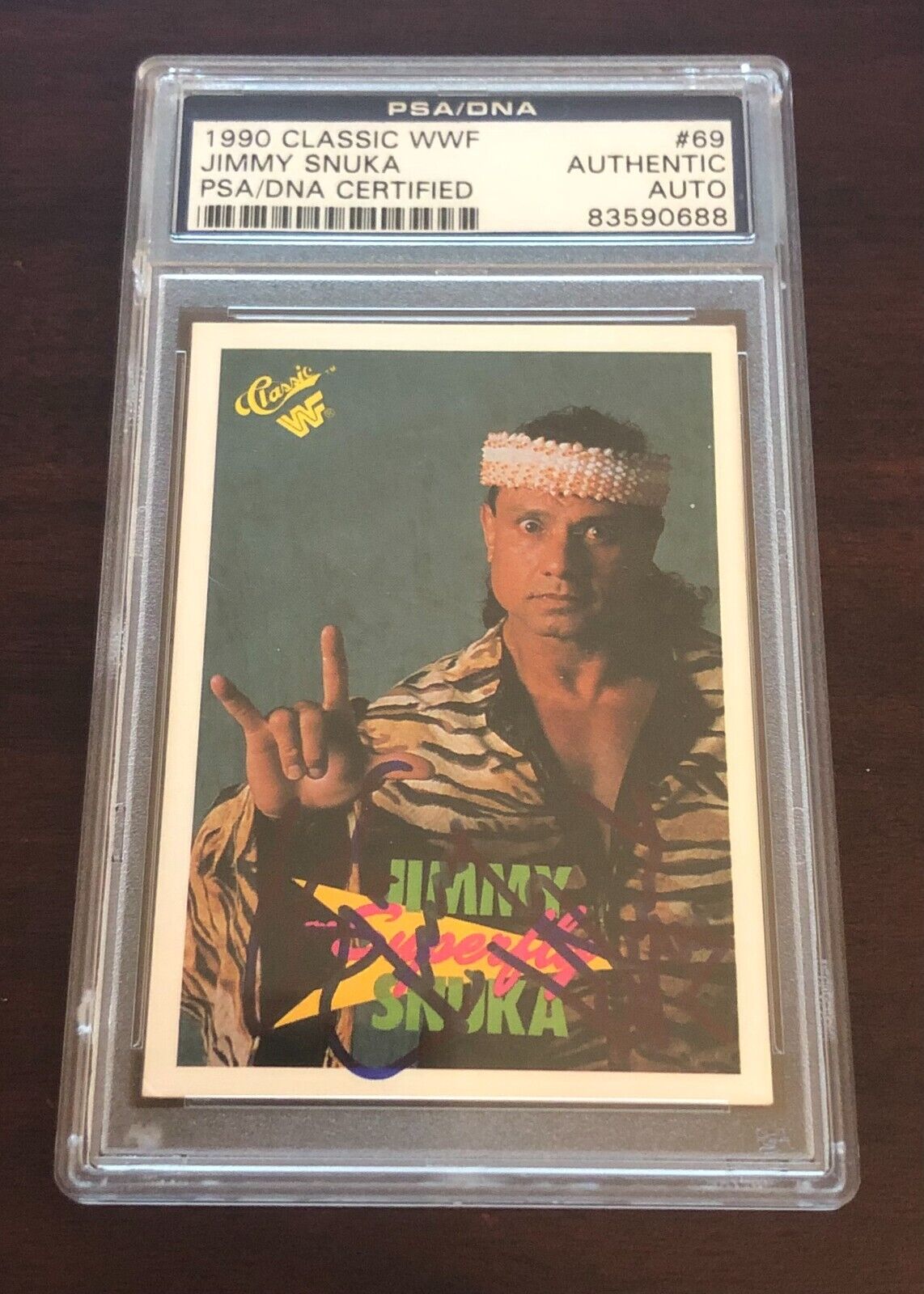 Jimmy Snuka 1990 Topps Classic WWF #69 PSA/DNA Certified Autograph Auto RIP