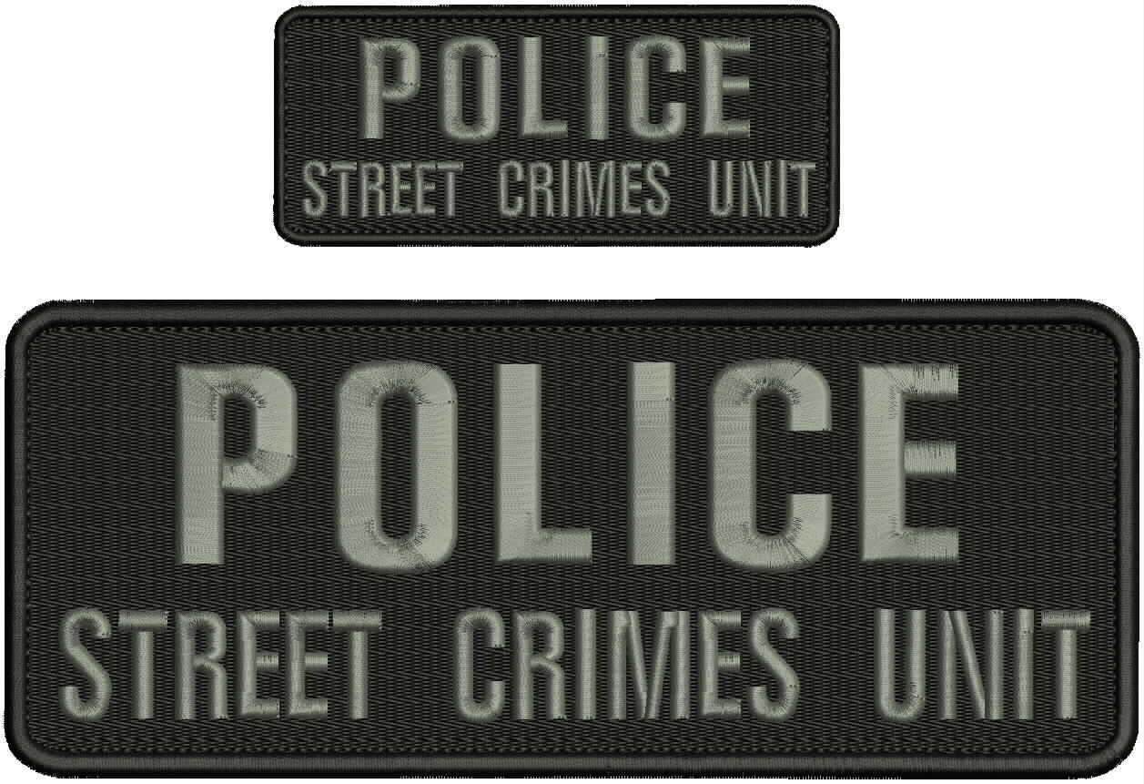 Police Street Crimes Unit embroidery patches 4x10 and 2x5 hook grey