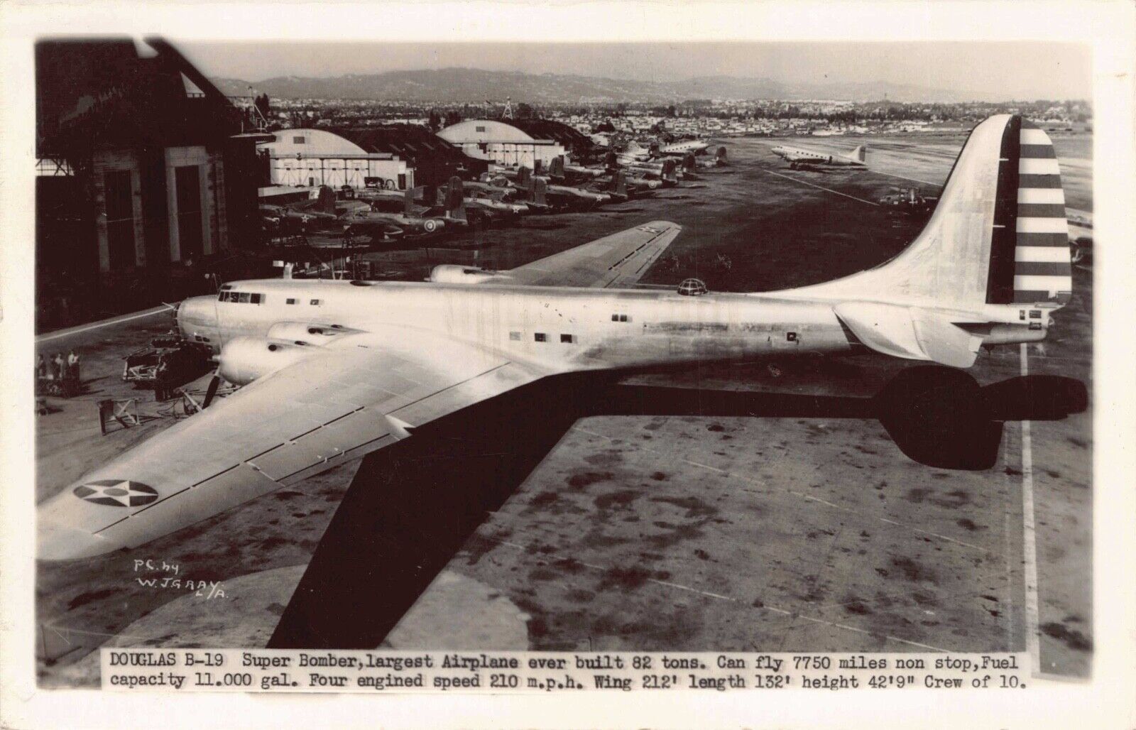 VTG RPPC Photo Postcard Douglas B-19 Super Bomber Airplane US Military WW2