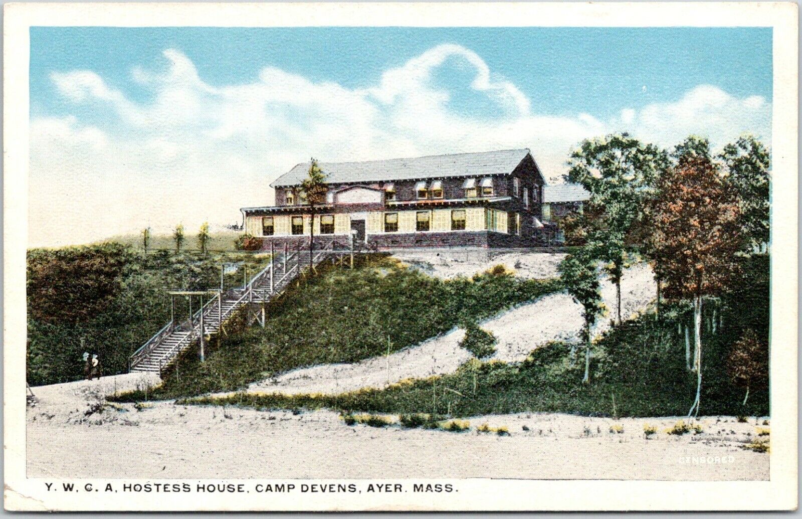 Y.W.C.A. Hostess House Camp Devens Ayer Mass WWI Vintage Postcard