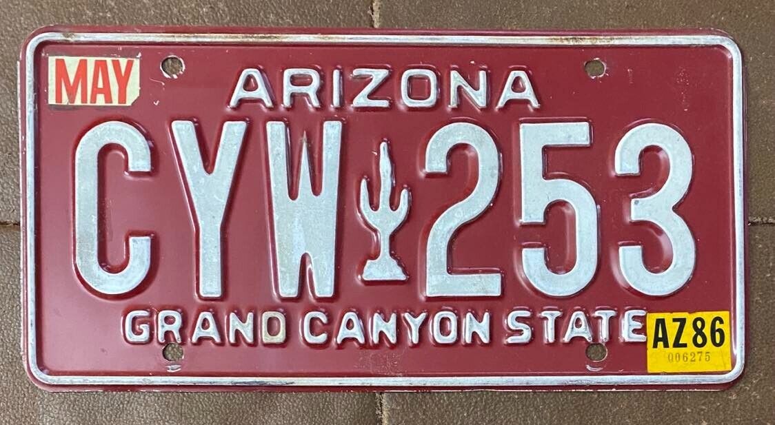 Arizona 1986 License Plate # CYW-253