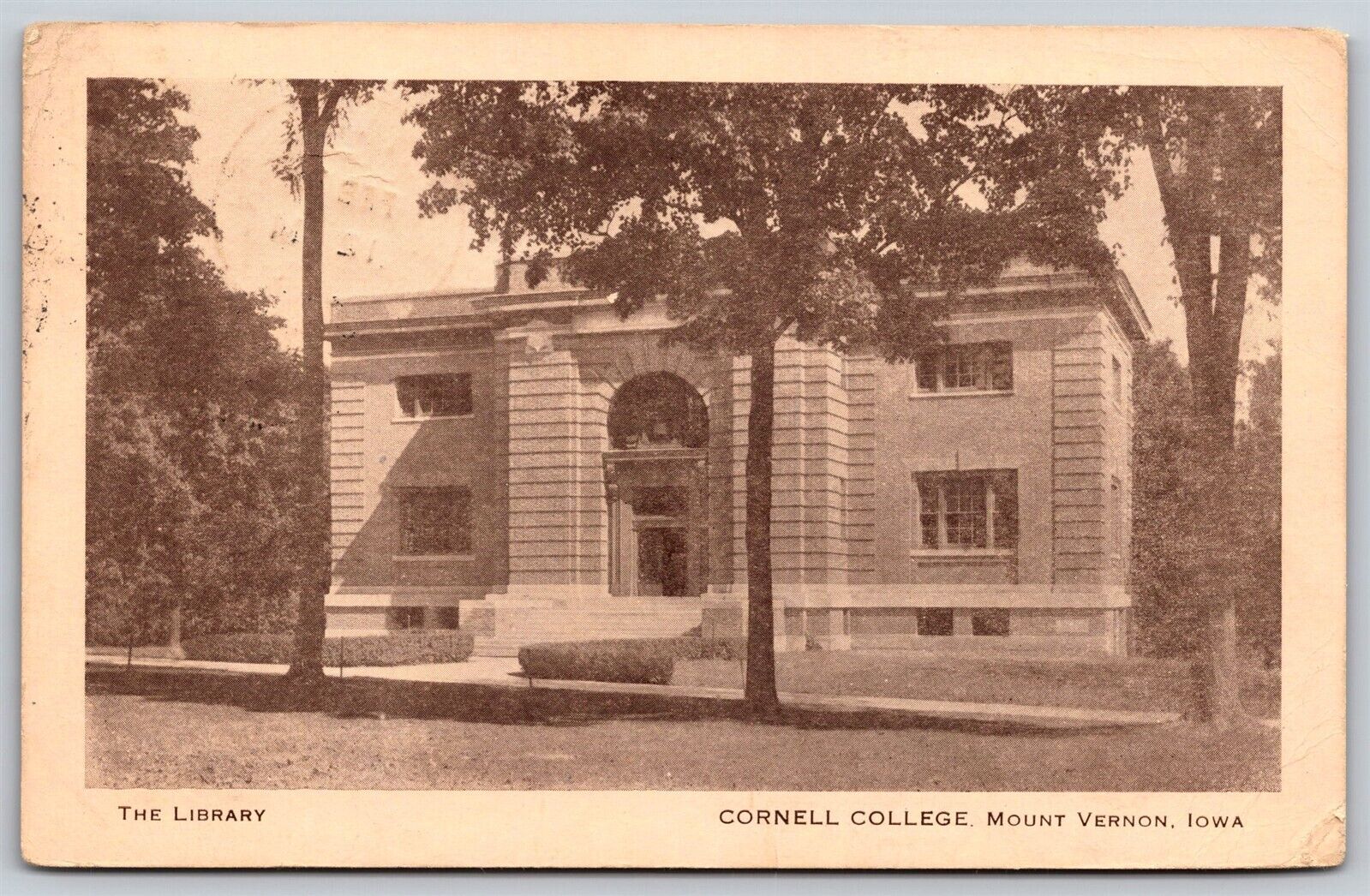 Postcard The Library, Cornell College, Mount Vernon, Iowa 1916 V105