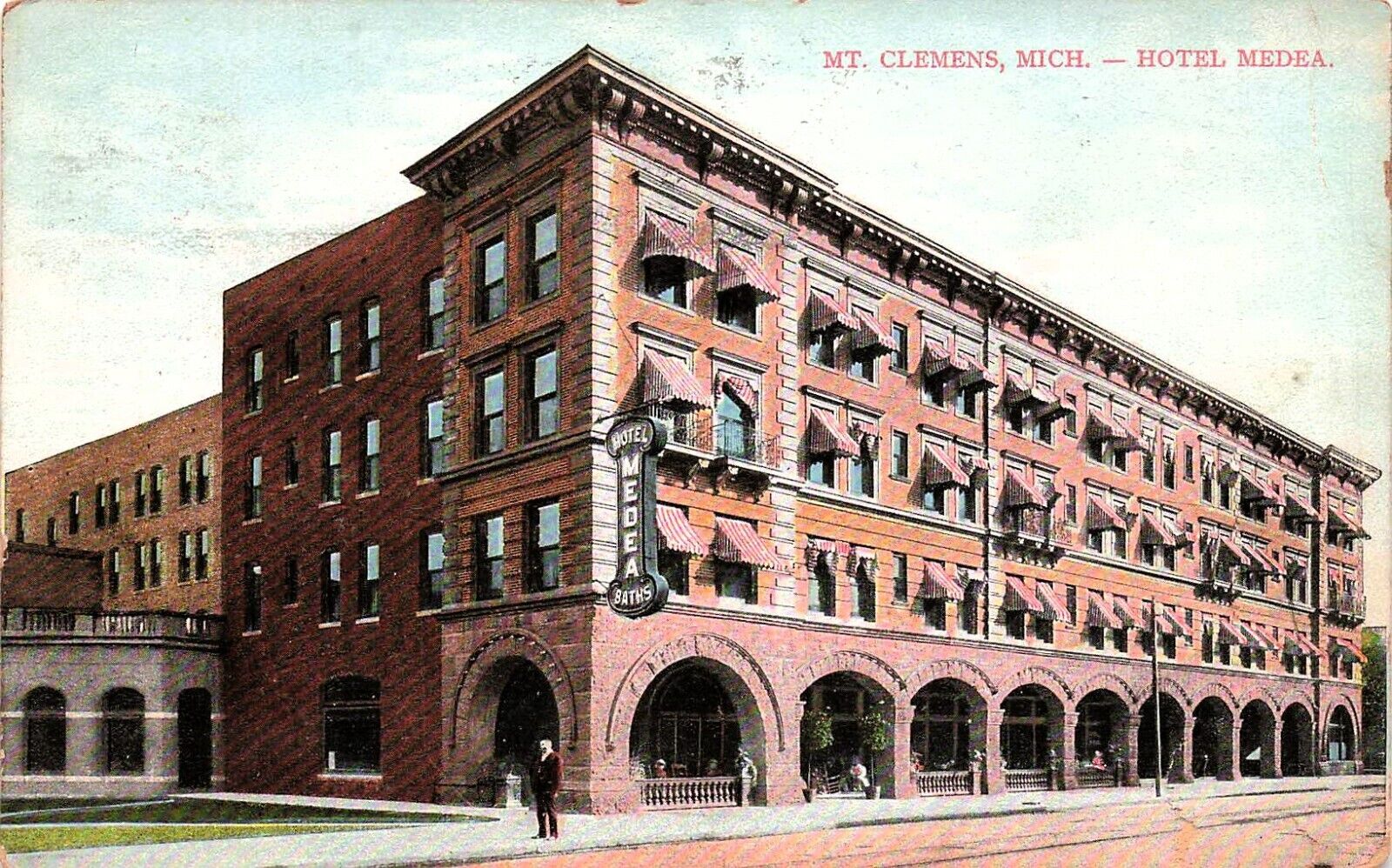 Mount Mt Clemens MI Hotel Medea Bath House rheumatism Sanatorium Postcard E53