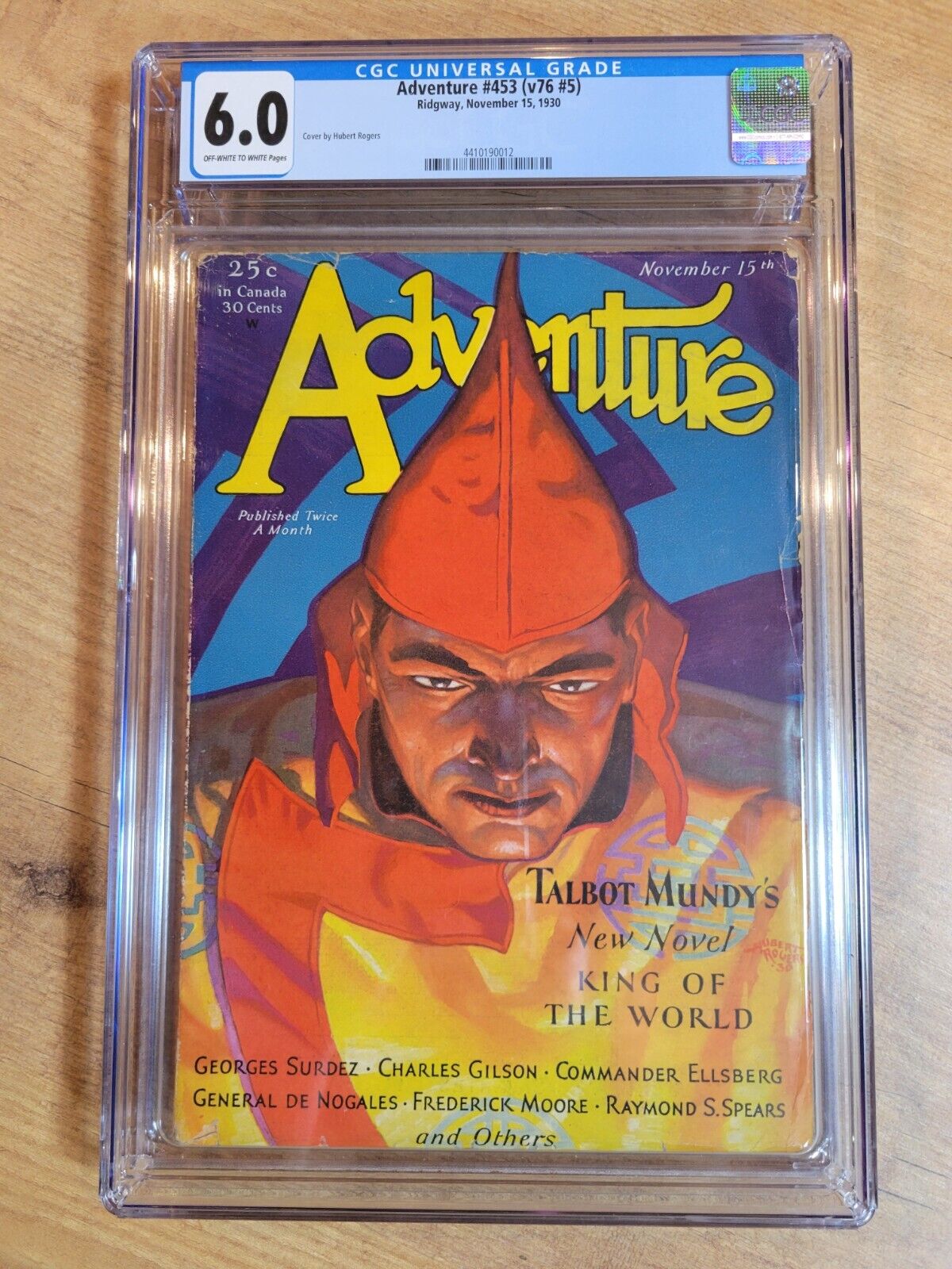 Adventure Pulp Magazine November 1930 CGC 6.0 OW/W Pages Hooded Man Cover