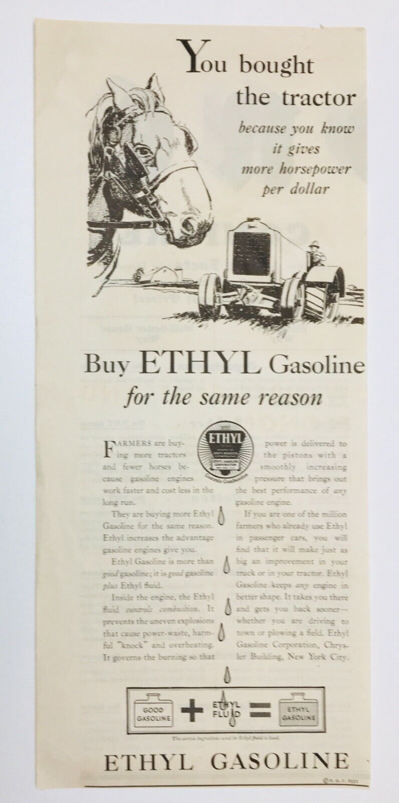 1931 Ethyl Gasoline Print Ad