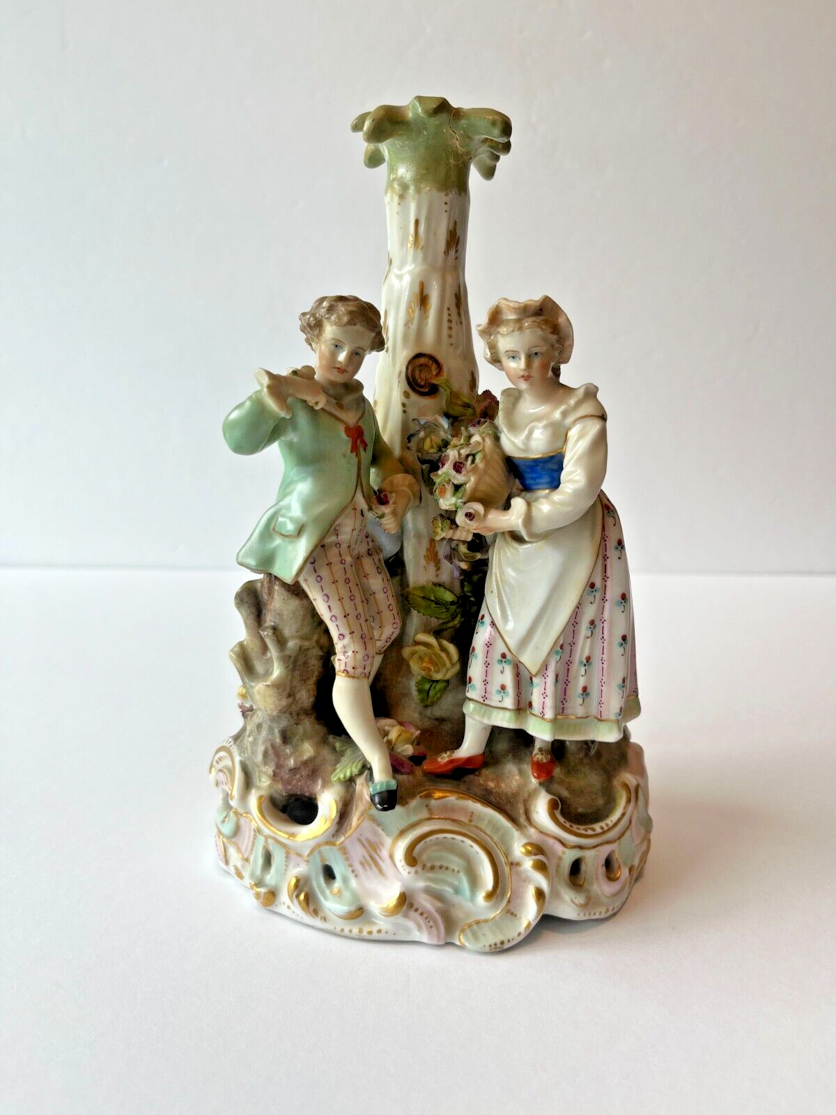 Antique Meissen Porcelain Victorian Couple by Tree 8\