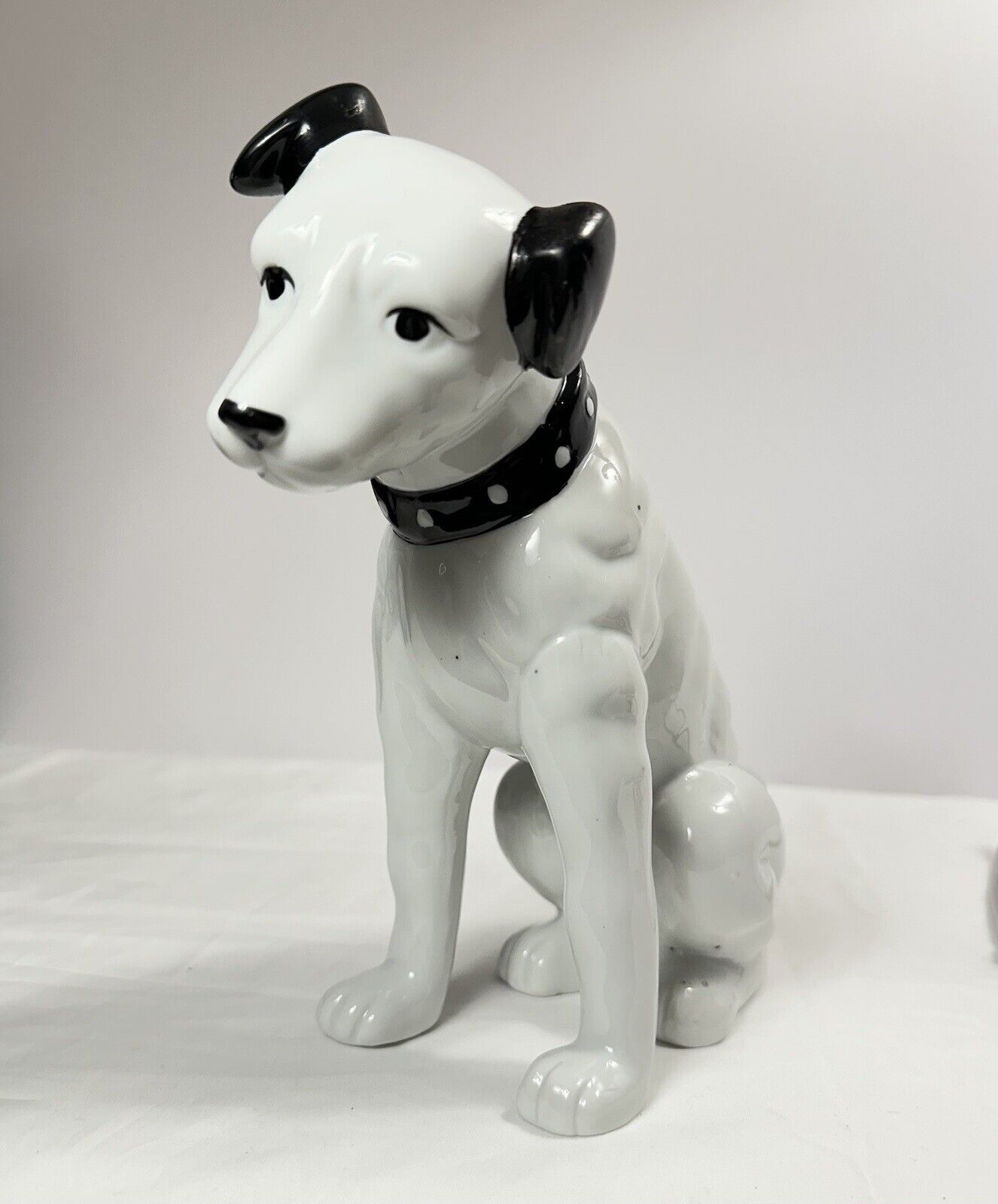 RCA Dog Victor Victrola Phonograph Black White NIPPER DOG 9” Ceramic  VTG