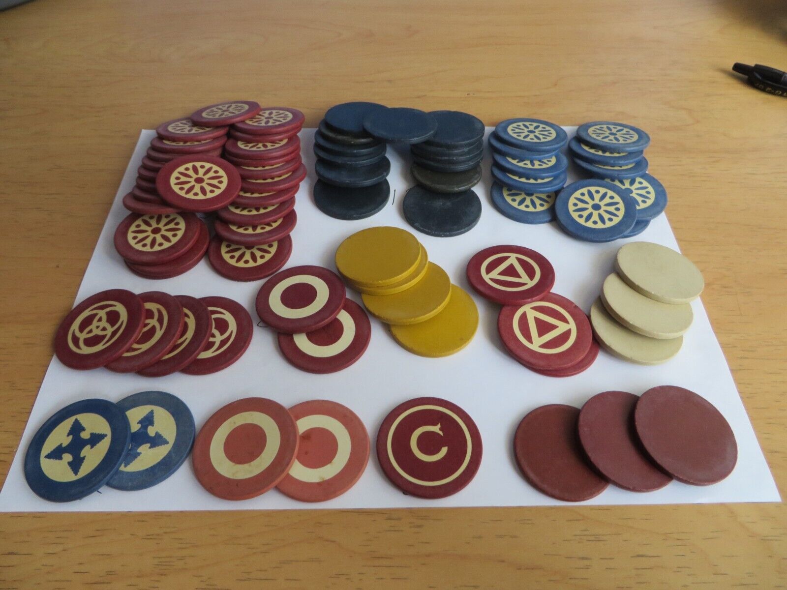 Vintage Antique Lot of 71 Old Clay Poker Chips  
