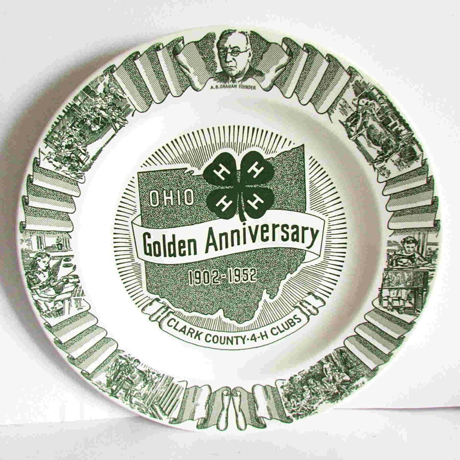 1952 Ohio 4-H Golden Anniversary Plate STARK COUNTY 1902-52 10” FREE SH