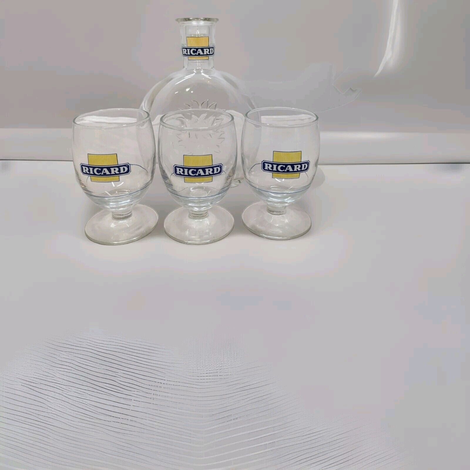 Ricard decanter & 3 glasses ideal man cave item modele depose perfect condition 