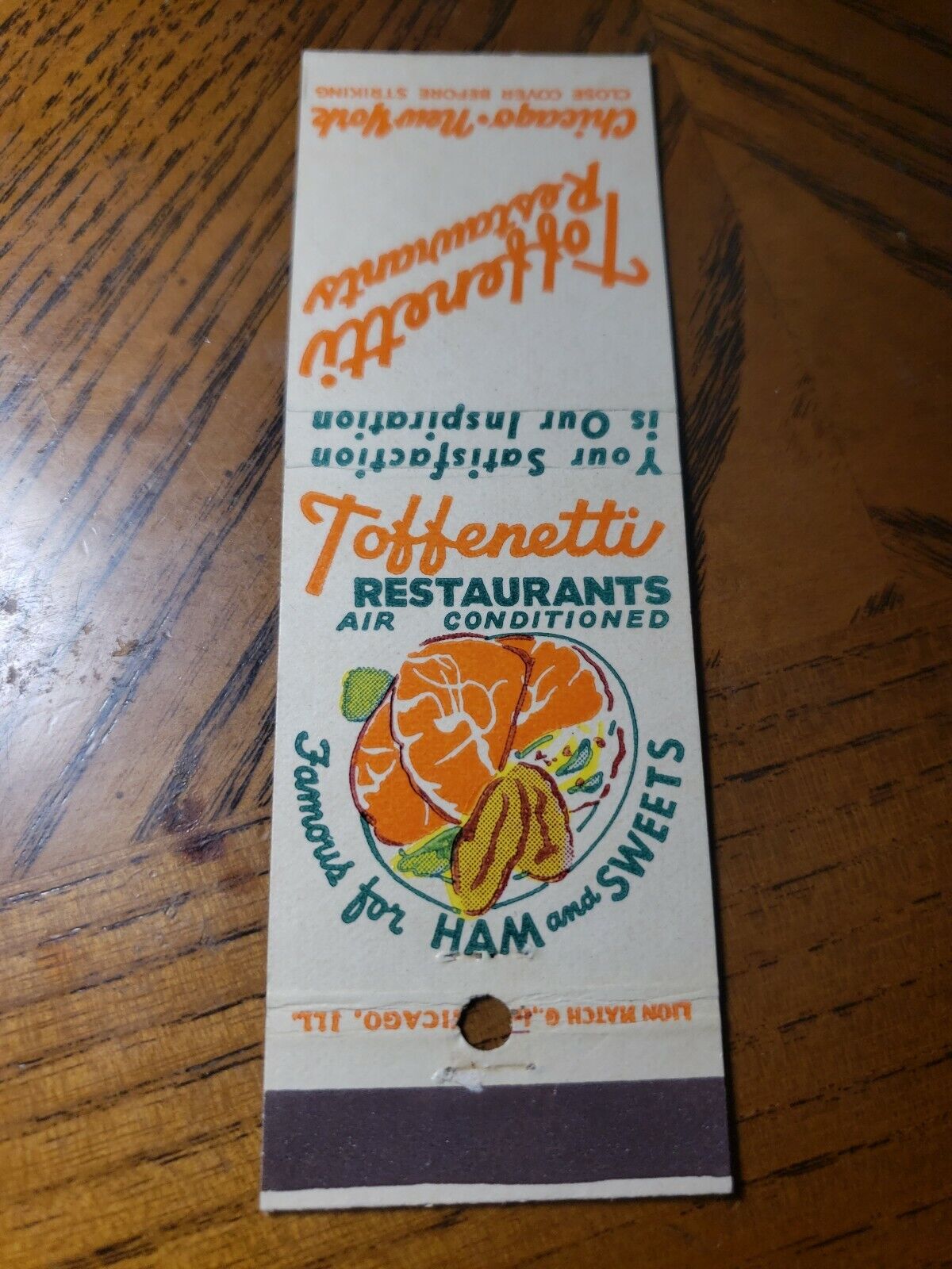 Vintage Matchcover Toffenetti Restaurants 