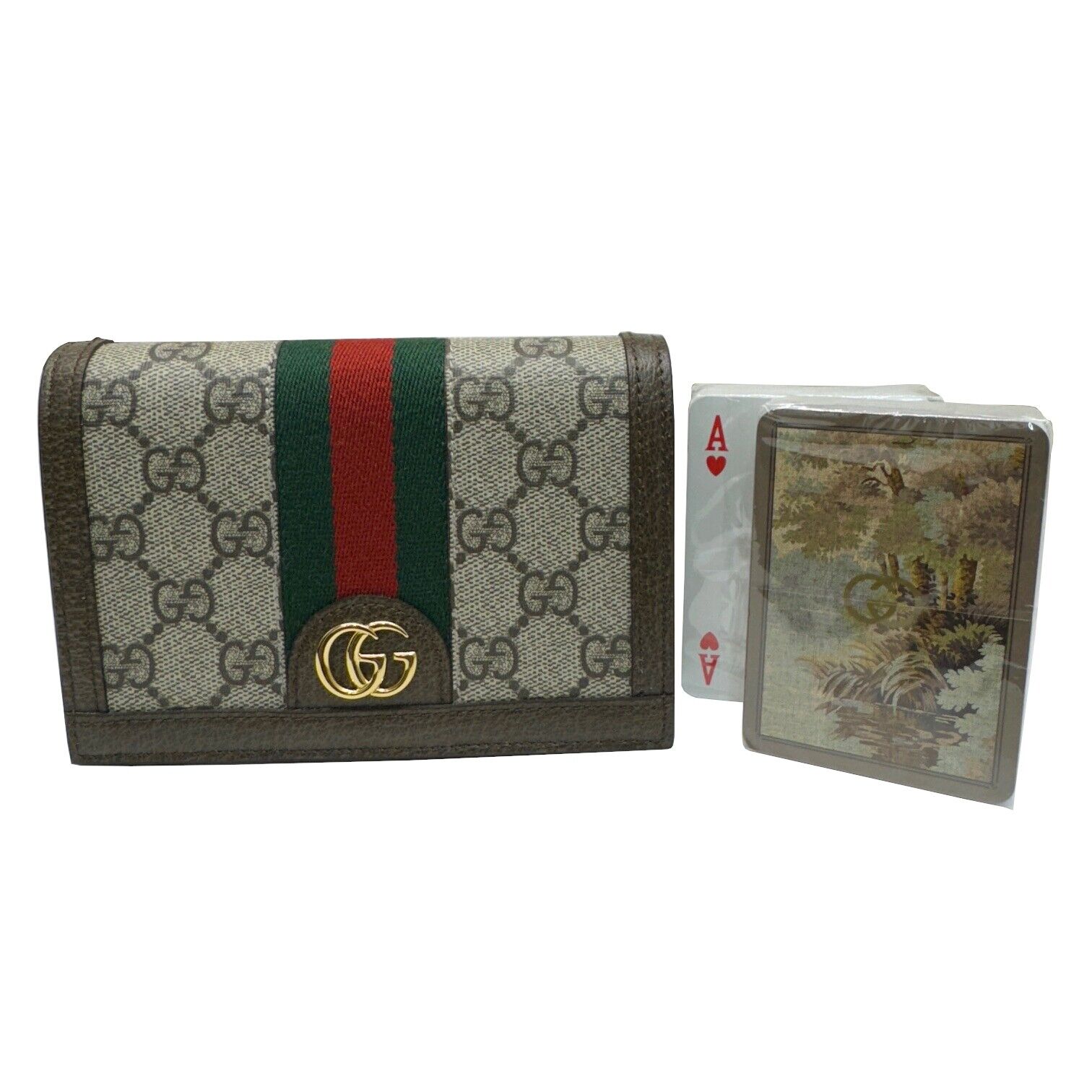Gucci Ophidia Double Deck Playing Card GG Supreme Case Set PVC Leather 662295