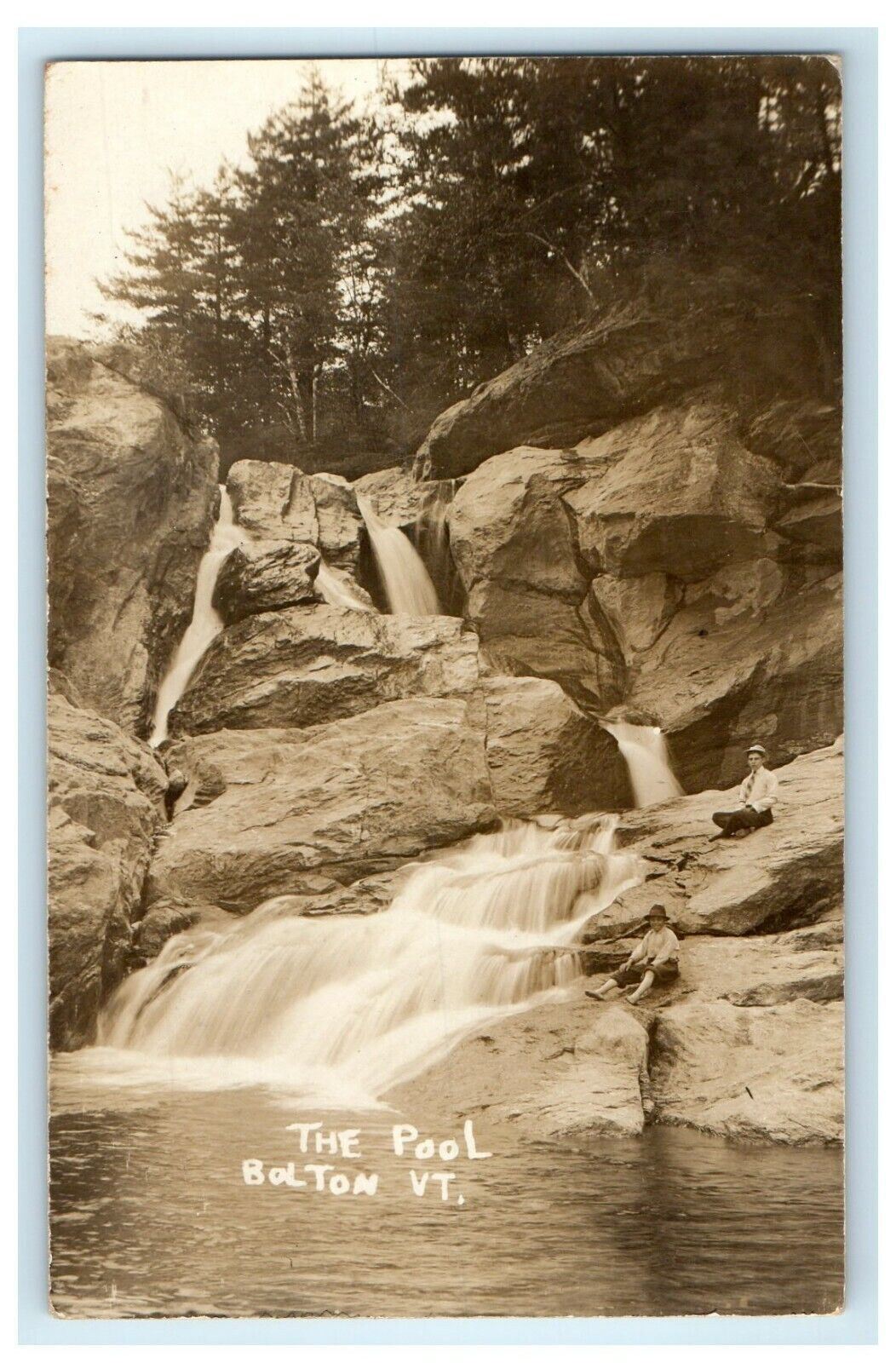 1908 The Pool Waterfall Bolton Vermont VT RPPC Photo Antique Postcard