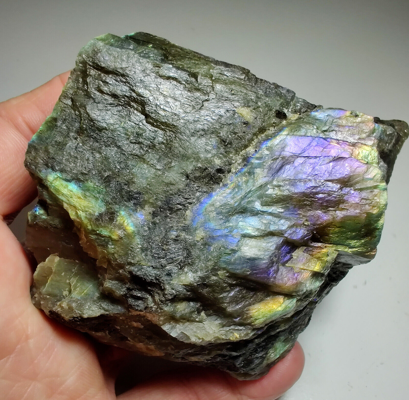Labradorite with great color flash. From Madagascar. 472 grams. Video.