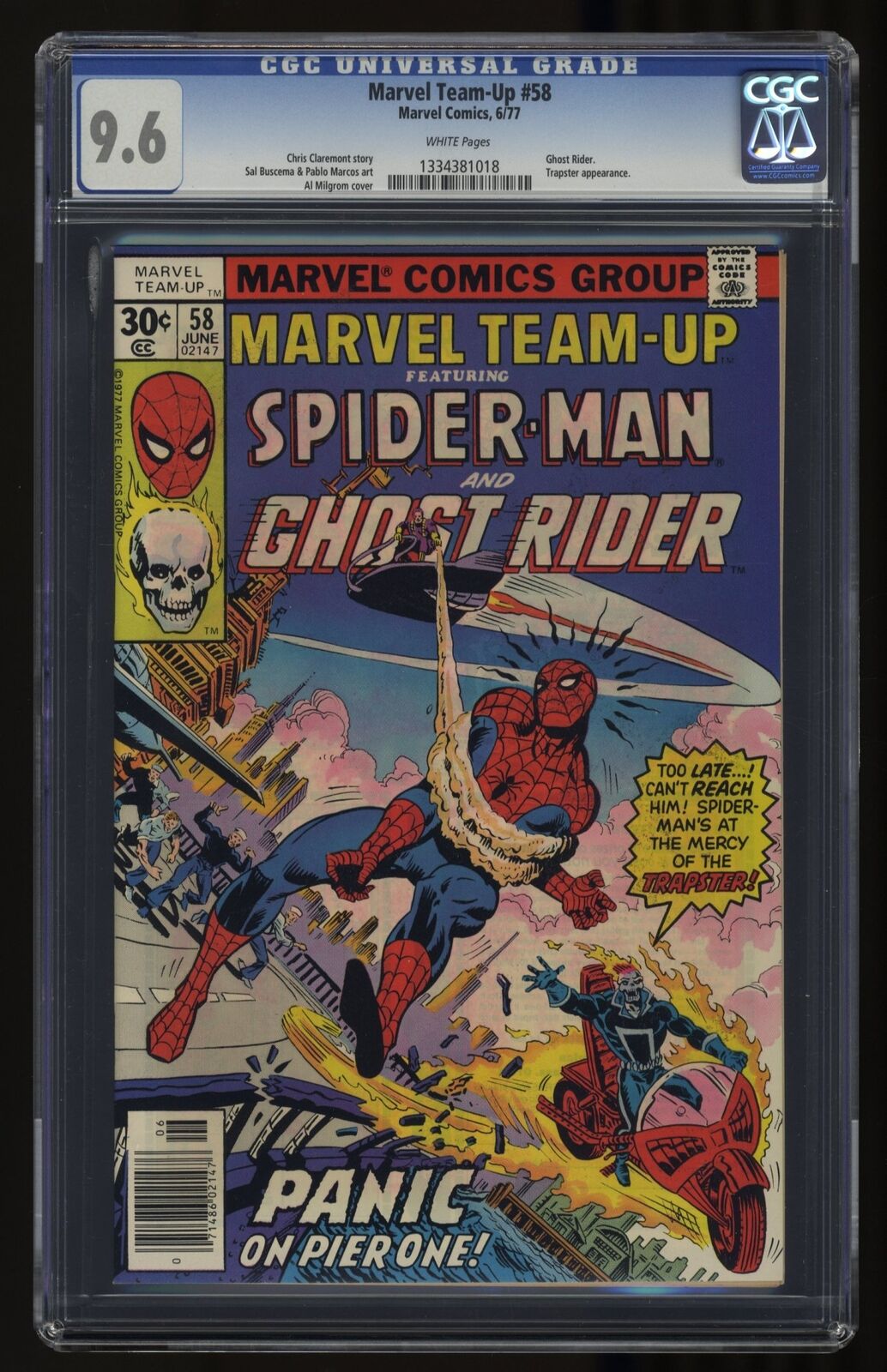 Marvel Team-up #58 CGC NM+ 9.6 White Pages Spider-Man Ghost Rider Marvel 1977