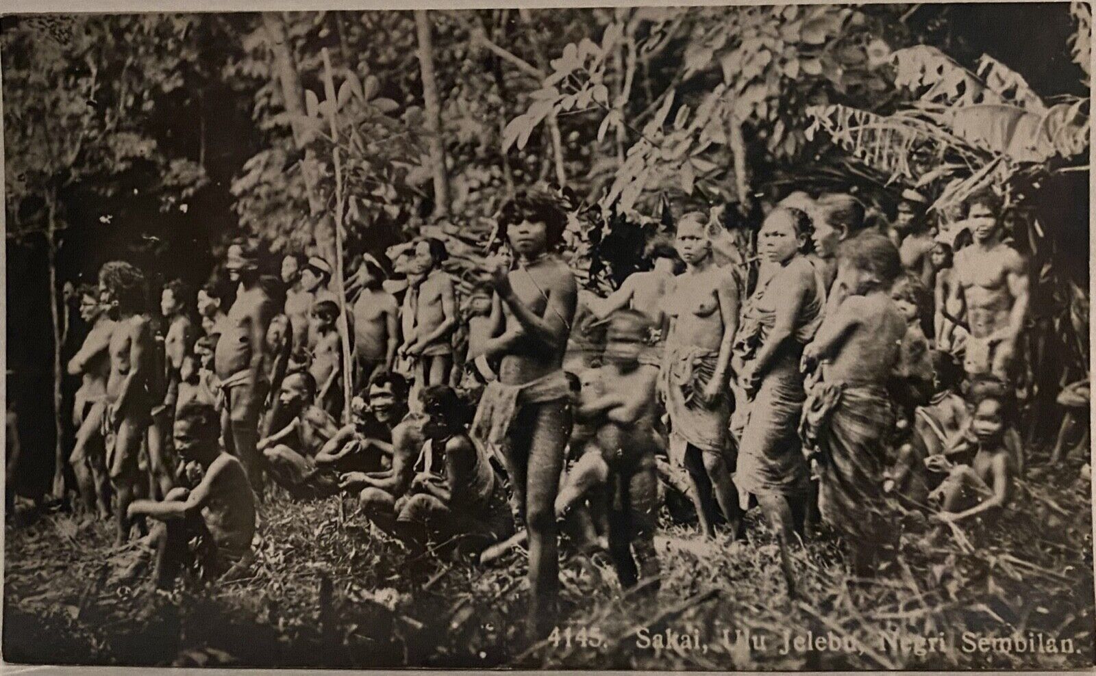 Negeri Sembelian MALAYSIA ~ Sakai Tribe Semi Nude Men & Women ~ Real Photo RPPC
