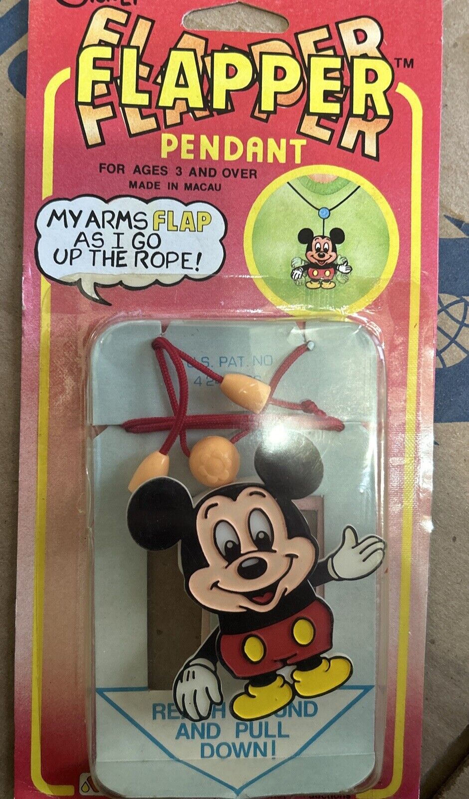 1980s ? Disney Vintage Mickey Mouse Flapper Pendant NIP Monogram Product