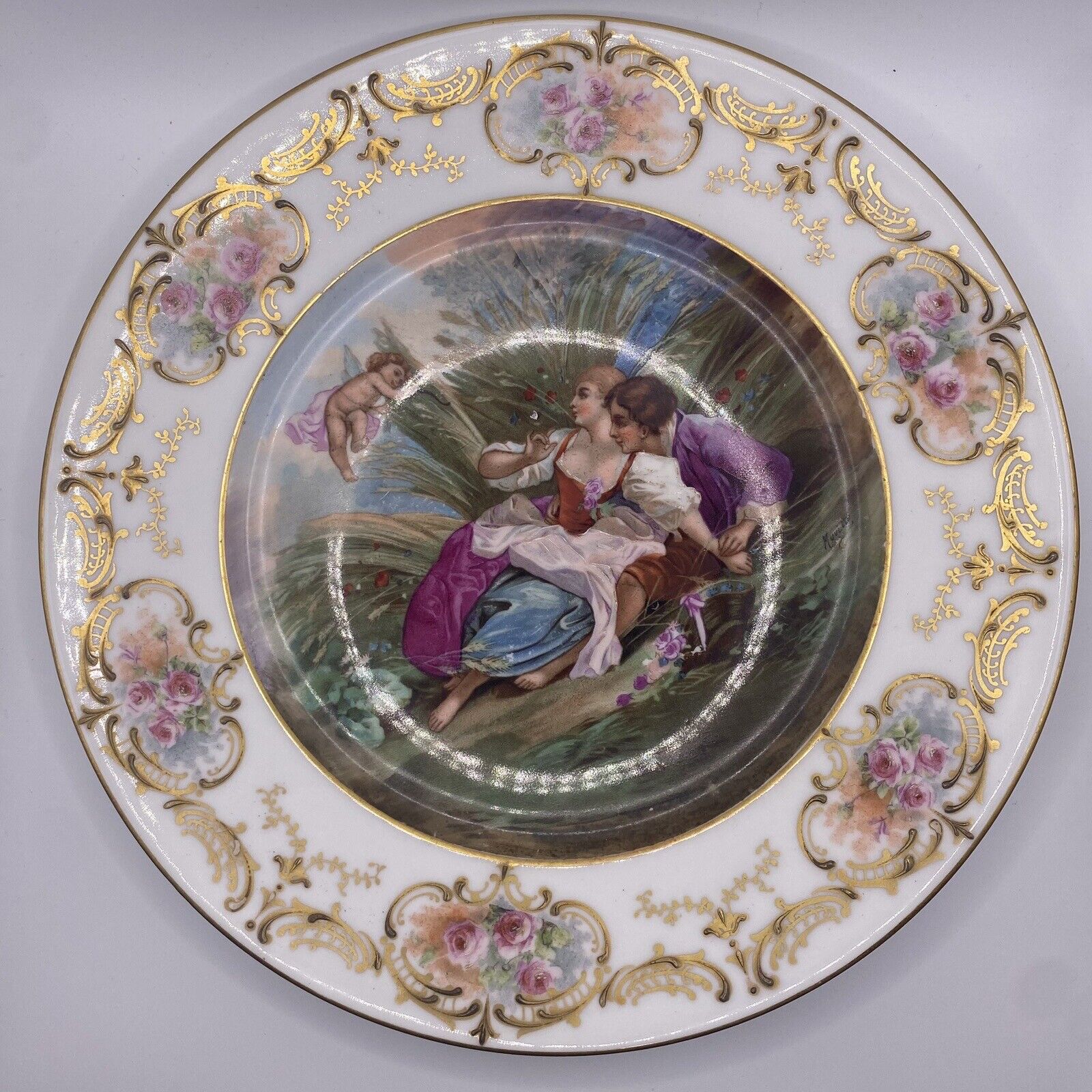 Antique L.R.L. Decorative Courting Couple Plate