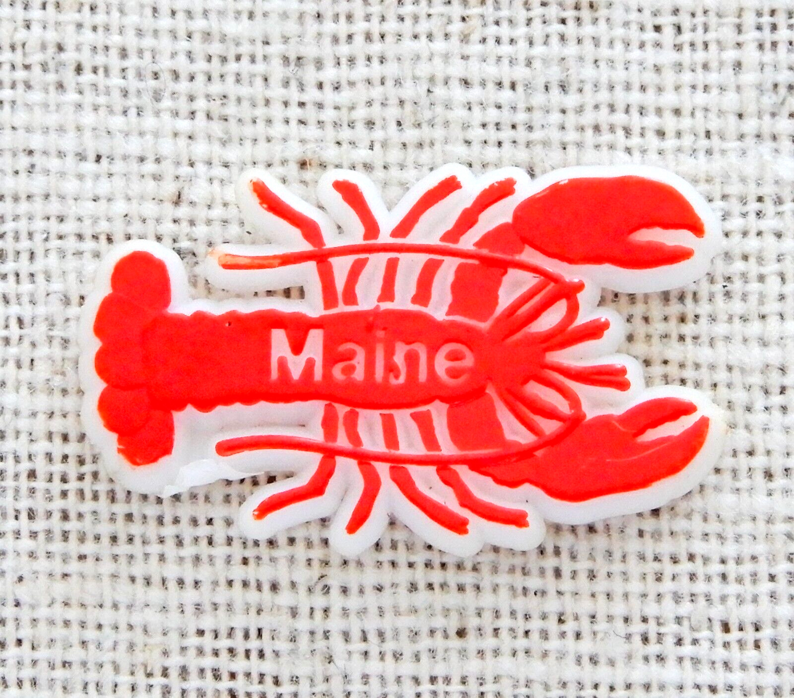 Maine Lobster Lapel Pin Vintage Plastic Red White Seafood Food Animal Travel