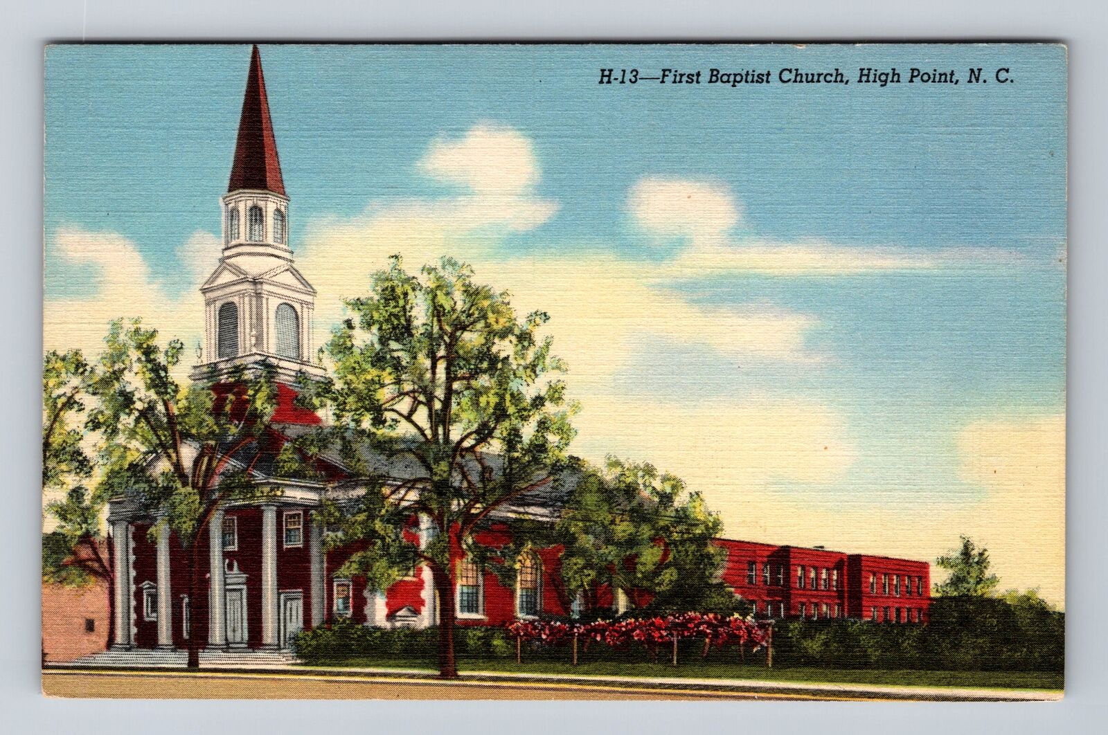 High Point NC-North Carolina, Scenic View First Baptist Church Vintage Postcard