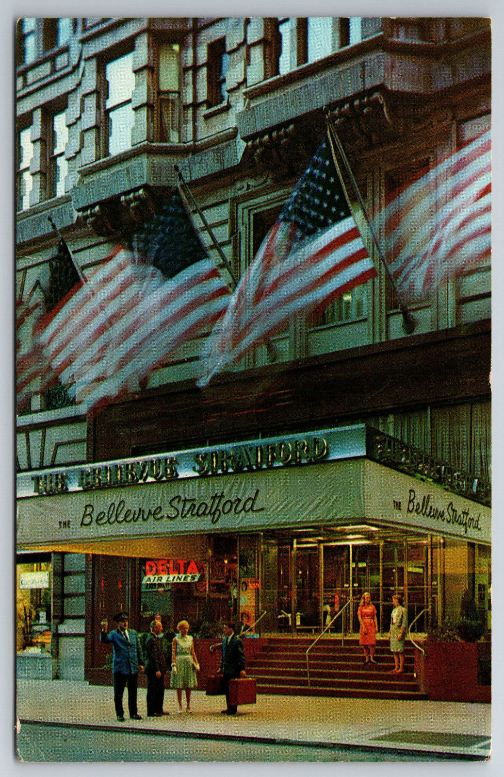 Vintage Postcard PA Philadelphia Bellevue Stratford Street View c1964 -4932