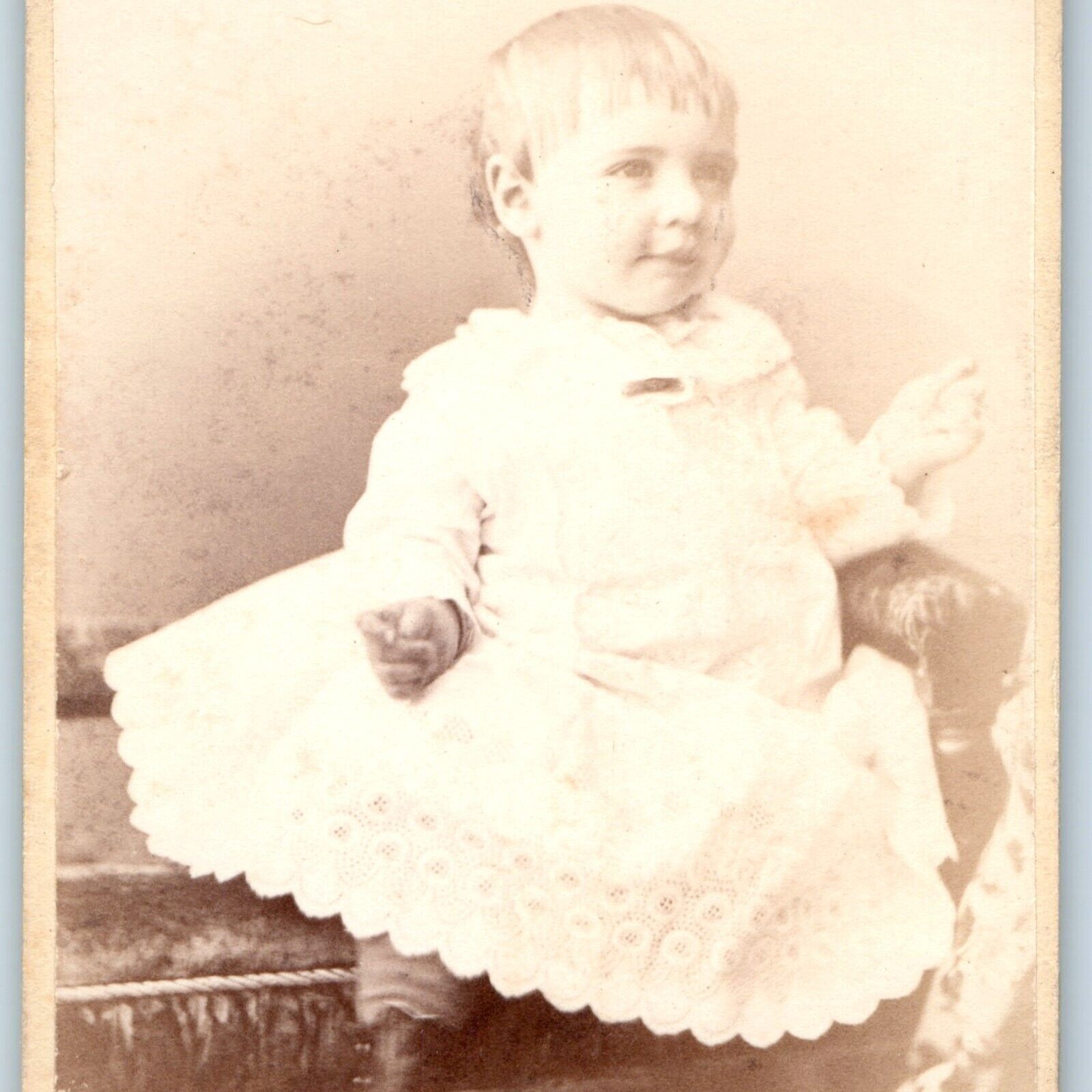 c1870s Chicago Cute Baby Girl CdV Photo Card Paris Exposition Award on Back H18