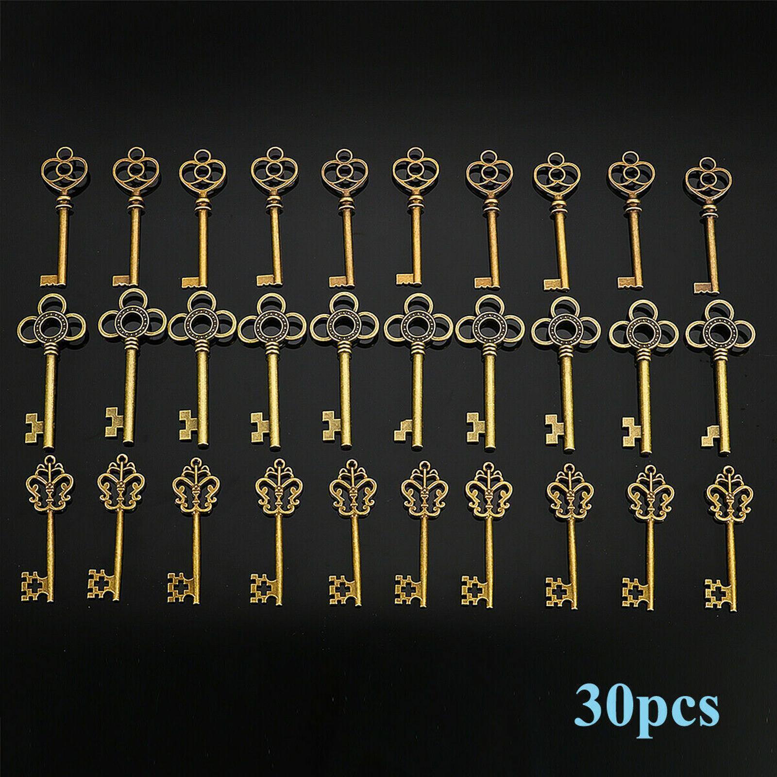 30X Antique Vintage Old Look Bronze Skeleton Keys Necklace Bracelet Diy Decor J