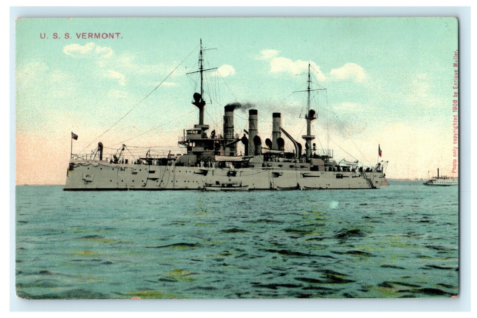 c1910 USS Vermont Unposted German Ship Antique Postcard