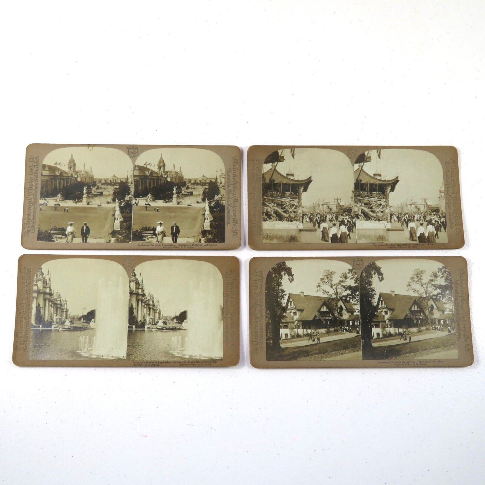 1904 St. Louis World\'s Fair Louisiana Purchase Expo Stereoview Cards - Lot of 4