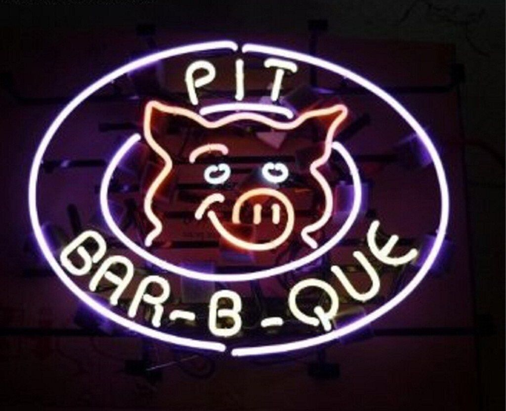 BBQ Grill Food Pig Neon Light Sign 20