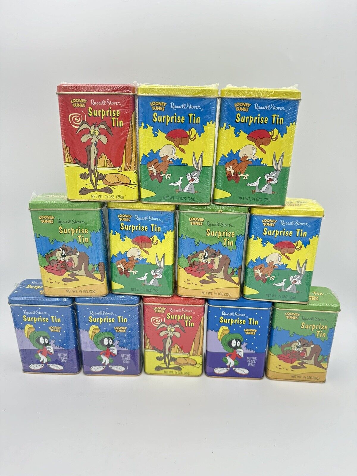 VTG 12 Looney Tunes Russell Stover’s Surprise Tins Bugs Wil-e Taz Marvin NIB