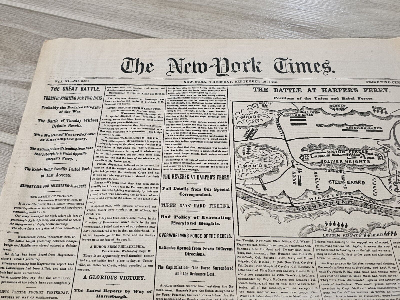 The New York Times Newspaper Reprint  1861, 1862, 1863, 1865 
