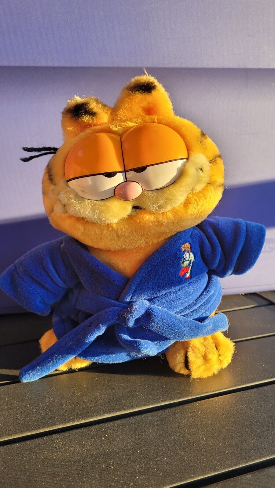 Vtg Garfield Cat in Blue Bath Robe Stuffed Animal Dakin 1981