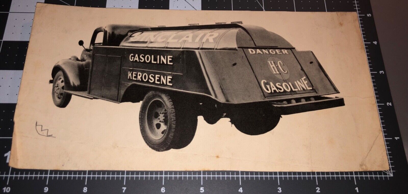 1940s Sinclair Gasoline Transport Delivery Truck Vintage Print