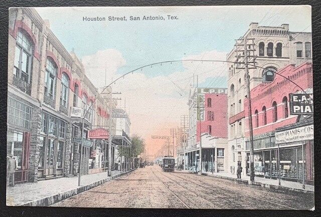 1908 HOUSTON STREET SAN ANTONIO TEXAS WITH CITY FLAG CANCEL STAMPED USED VF