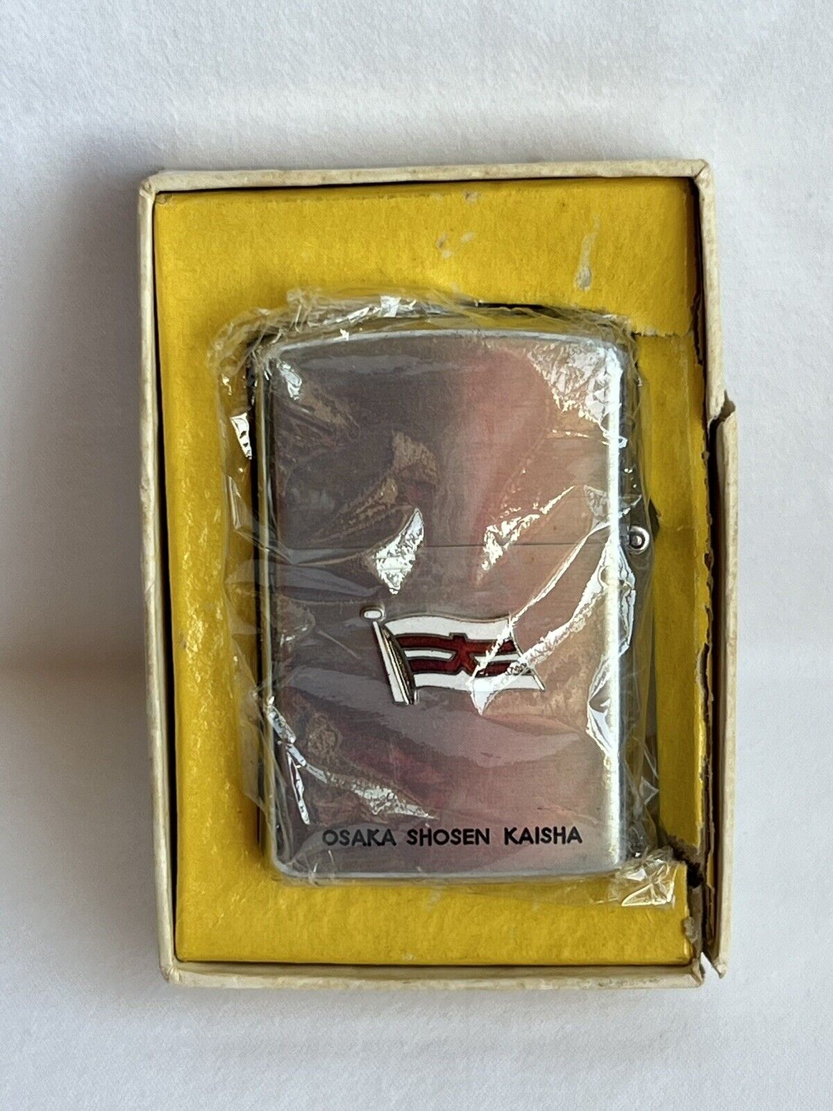 Vintage PRINCE ROCKY Cigarette Lighter O.S.K. Line OSAKA SHOSEN KAISHA Flag Box