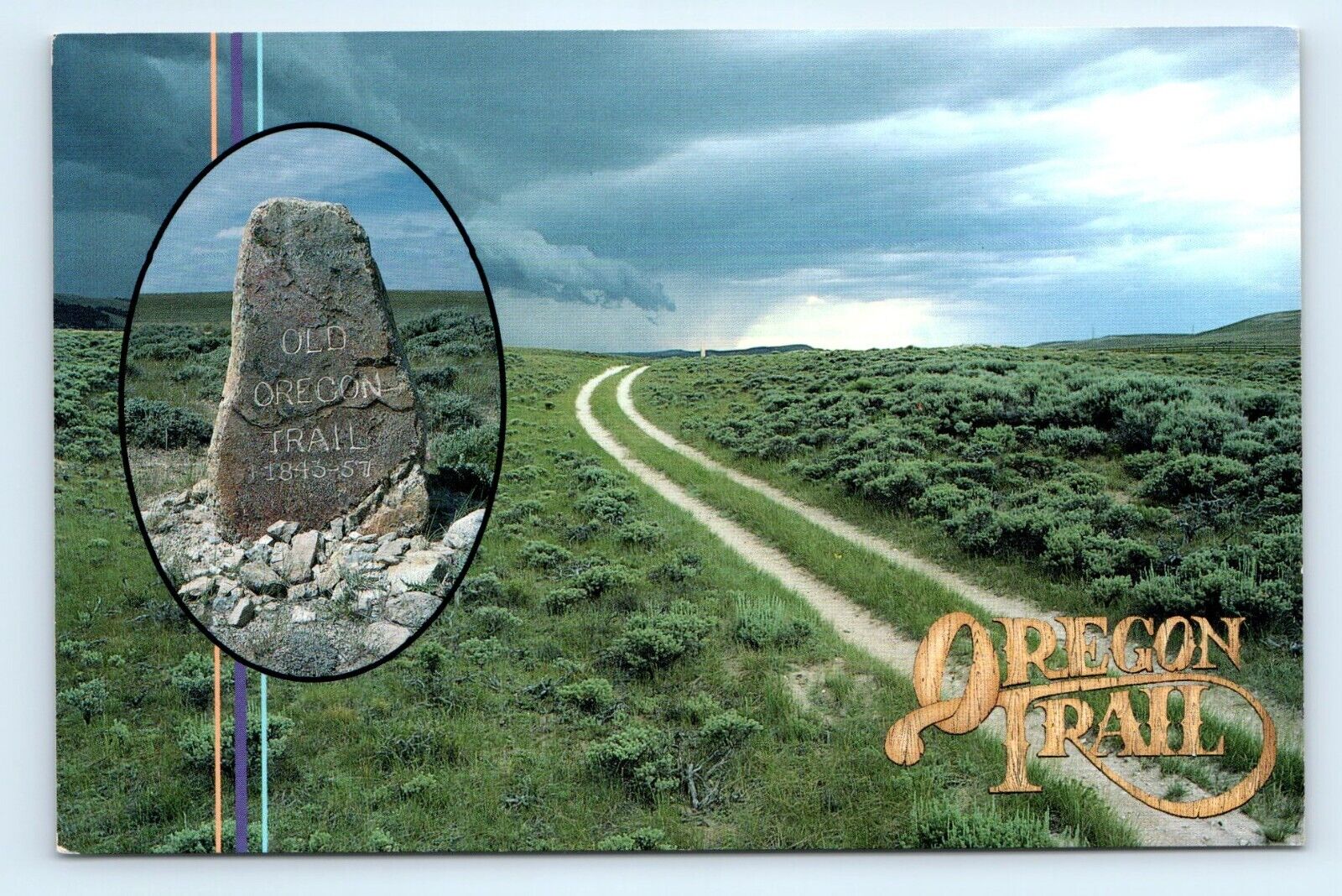 Oregon Trail South Pass Marker Farson WY Postcard