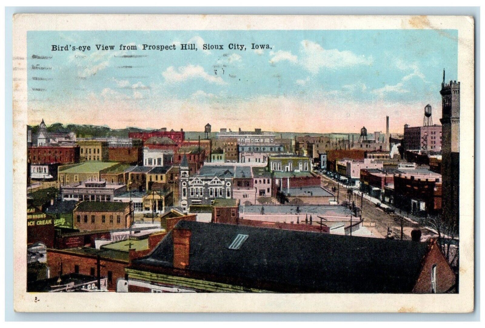 1921 Bird\'s-Eye View Prospect Hill Exterior Building Sioux City Iowa IA Postcard