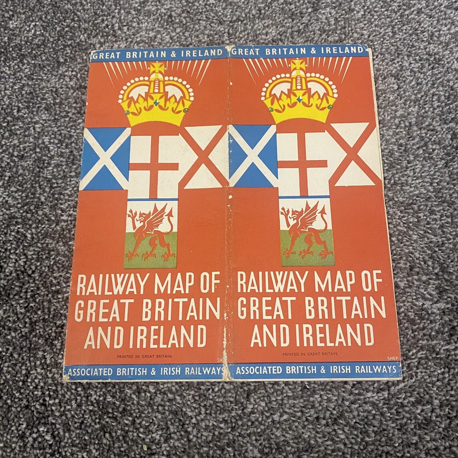 Vintage Rare Railway Map of Great Britain And Ireland British Railways 1930s