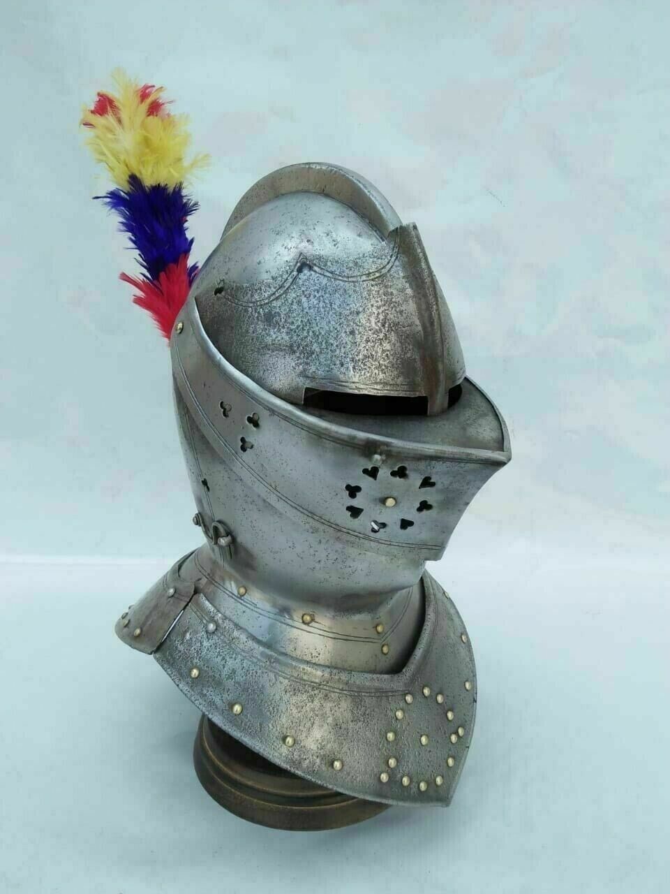Medieval European Close Armor Helmet Reenactment With Plume Christmas Gift