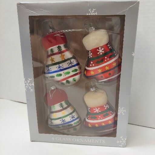 Box of 4 Blown Glass Painted Mittens Christmas Ornaments Target 2003