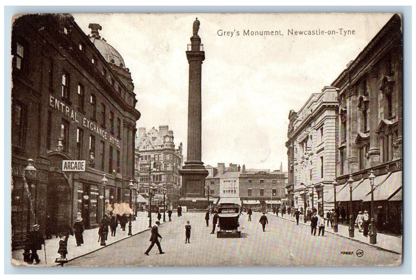 Newcastle-on-Tyne England Postcard Grey\'s Monument c1910 Antique Unposted