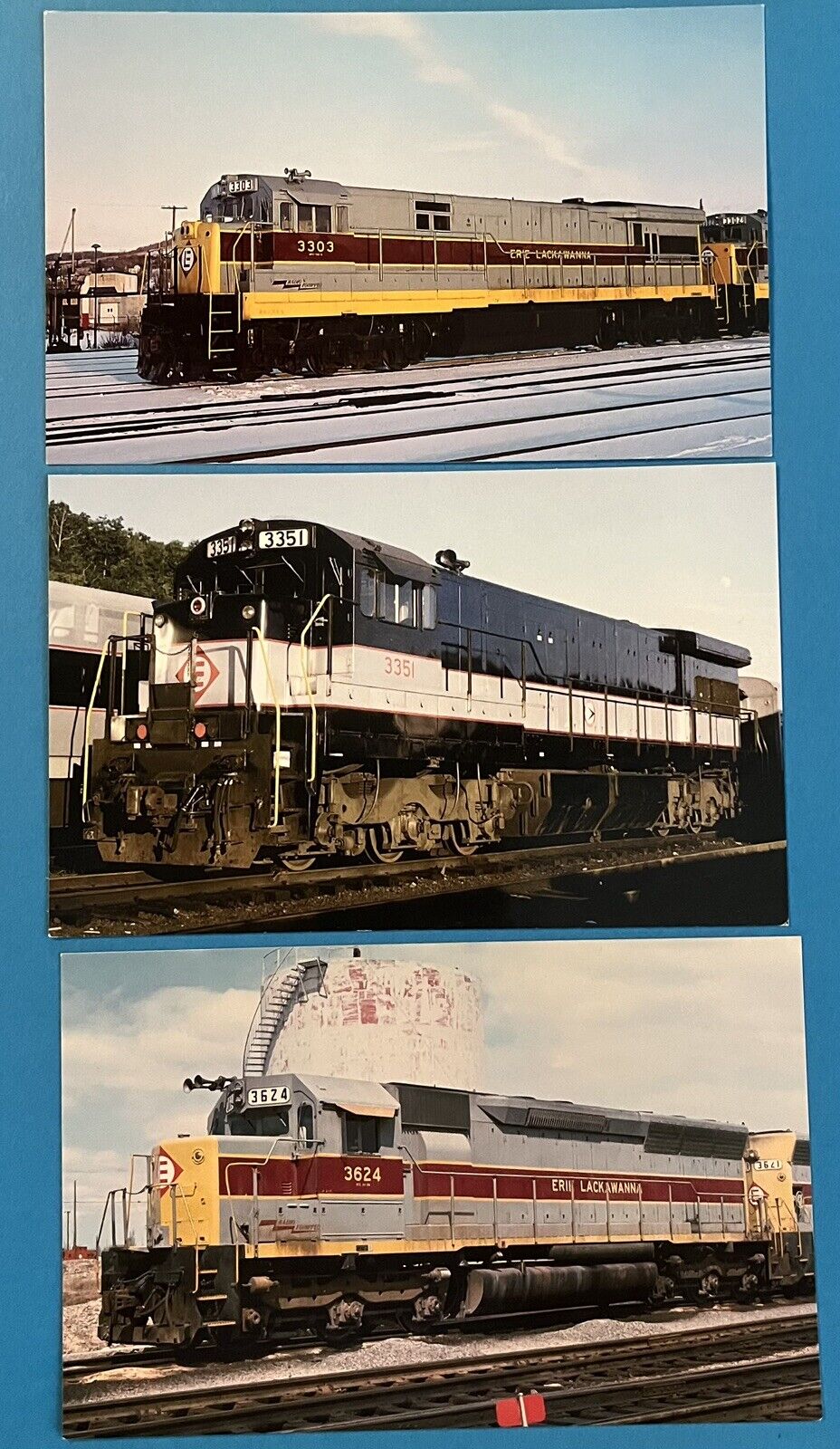 3 diff. unused color postcards  Erie-Lackawanna Railroad. .